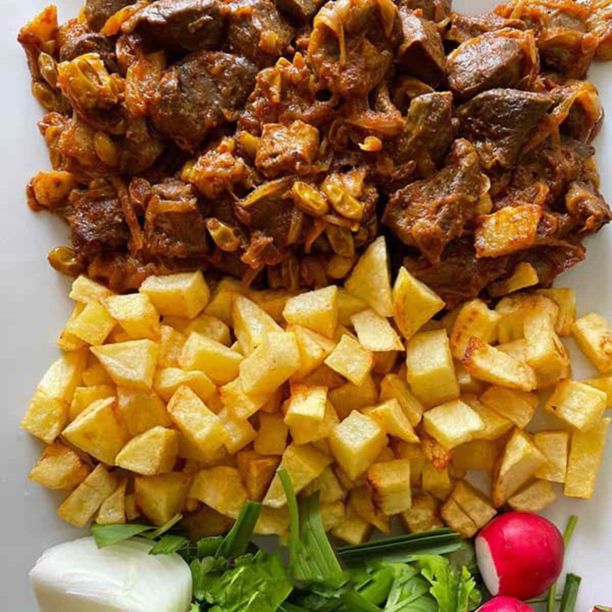 لقمه مدرسه خوراک جگر با سیب زمینی