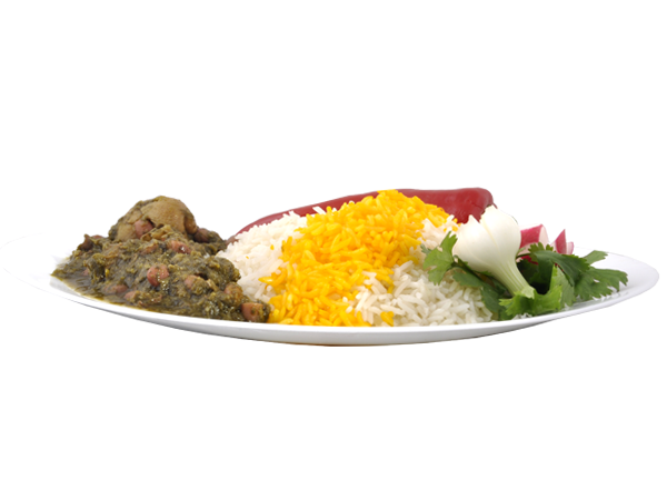 چلو خورشت قورمه سبزی با دوغ ( ویژه دبستان )